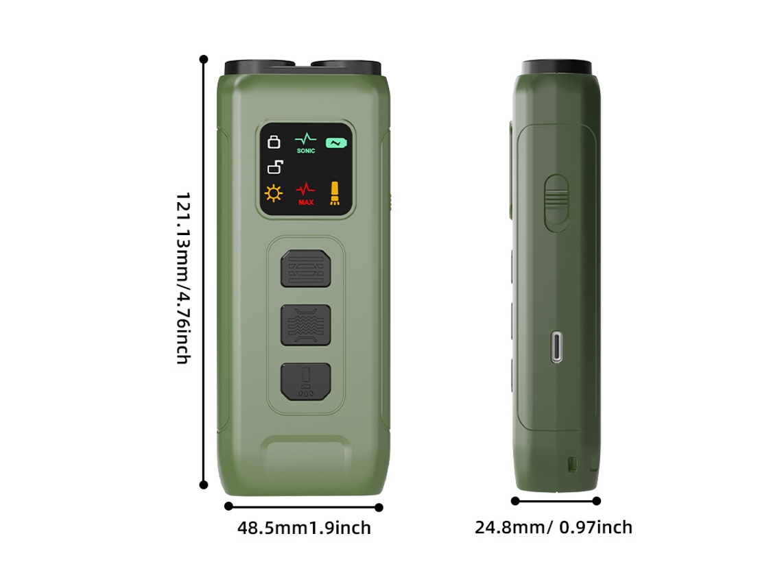 Entrenador Ultrasónico Anti-ladrido Para Perros, Verde, Pantalla Led, 3 Modos, Usb-c, Repelente Portátil Con Linterna