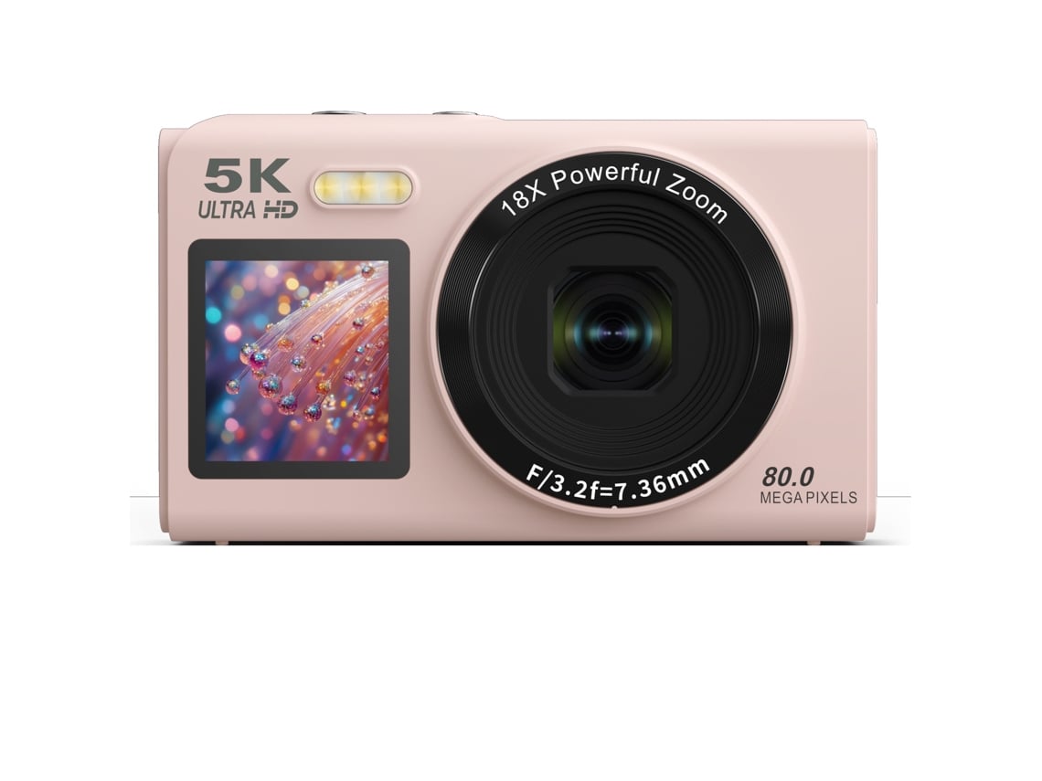 Cámara De 80 Mp, Pantalla 5k, Zoom 18x, Linterna Integrada, Dispositivo De Transmisión Wifi Para Estudiantes Y Principiantes (rosa)