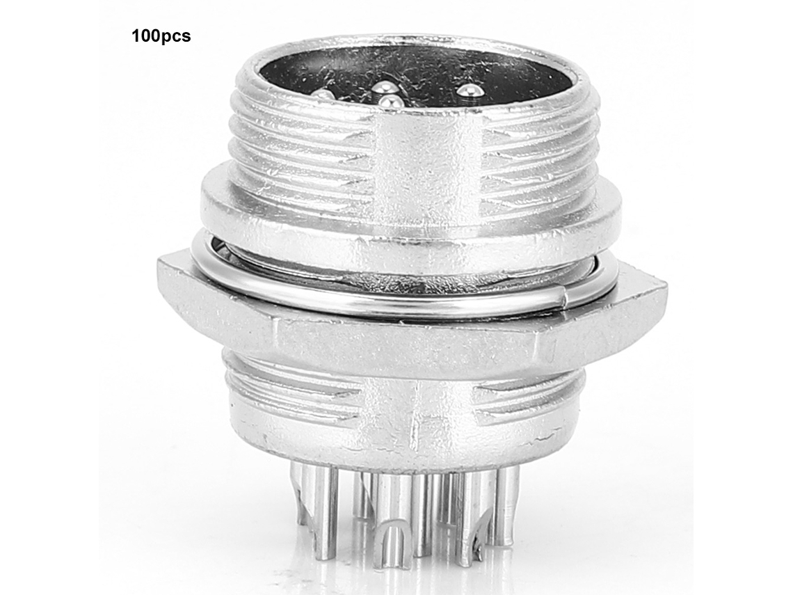 Conector Macho Universal Para Avión Berm De 9 Pines Con Carcasa De Acero Inoxidable Y 16 Mm.