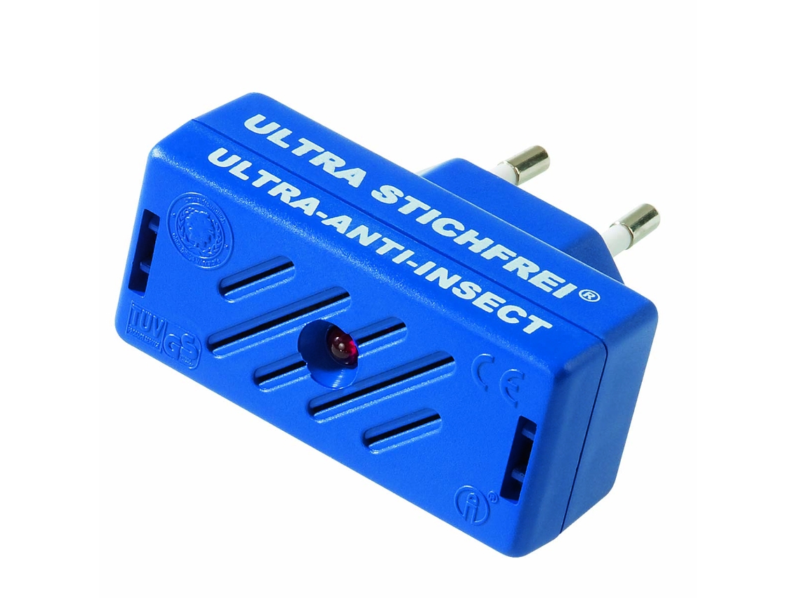 Repelente de mosquitos ultrasónico compacto con enchufe de 230 V, color azul isotónico