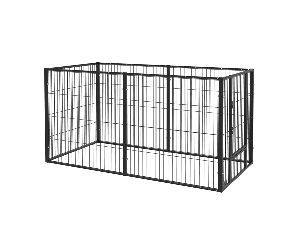 Cercado Cães Ajustável 6 Painéis Metal 82,5-150x79x81 Preto
