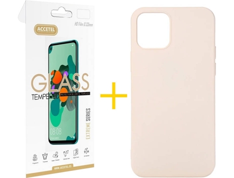 Kit Funda + Protector de Pantalla Apple iPhone 11 SKYHE Liso (Rosa Crema)