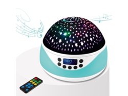 Proyector de cielo estrellado con luz nocturna y rotación de 360°, lámpara LED de estrellas con 8 luces de colores, color azul y dorado.