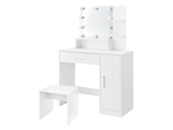 Tocador ML-DESIGN con iluminación LED, blanco, 90x38x137 cm, de aglomerado MDF