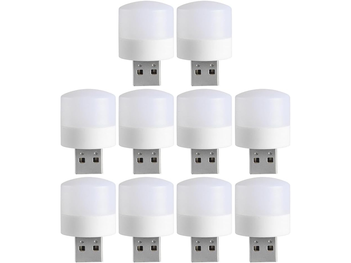 10 Luces Nocturnas Portátiles Blancas Recargables Por Usb Para Viajes/coche.