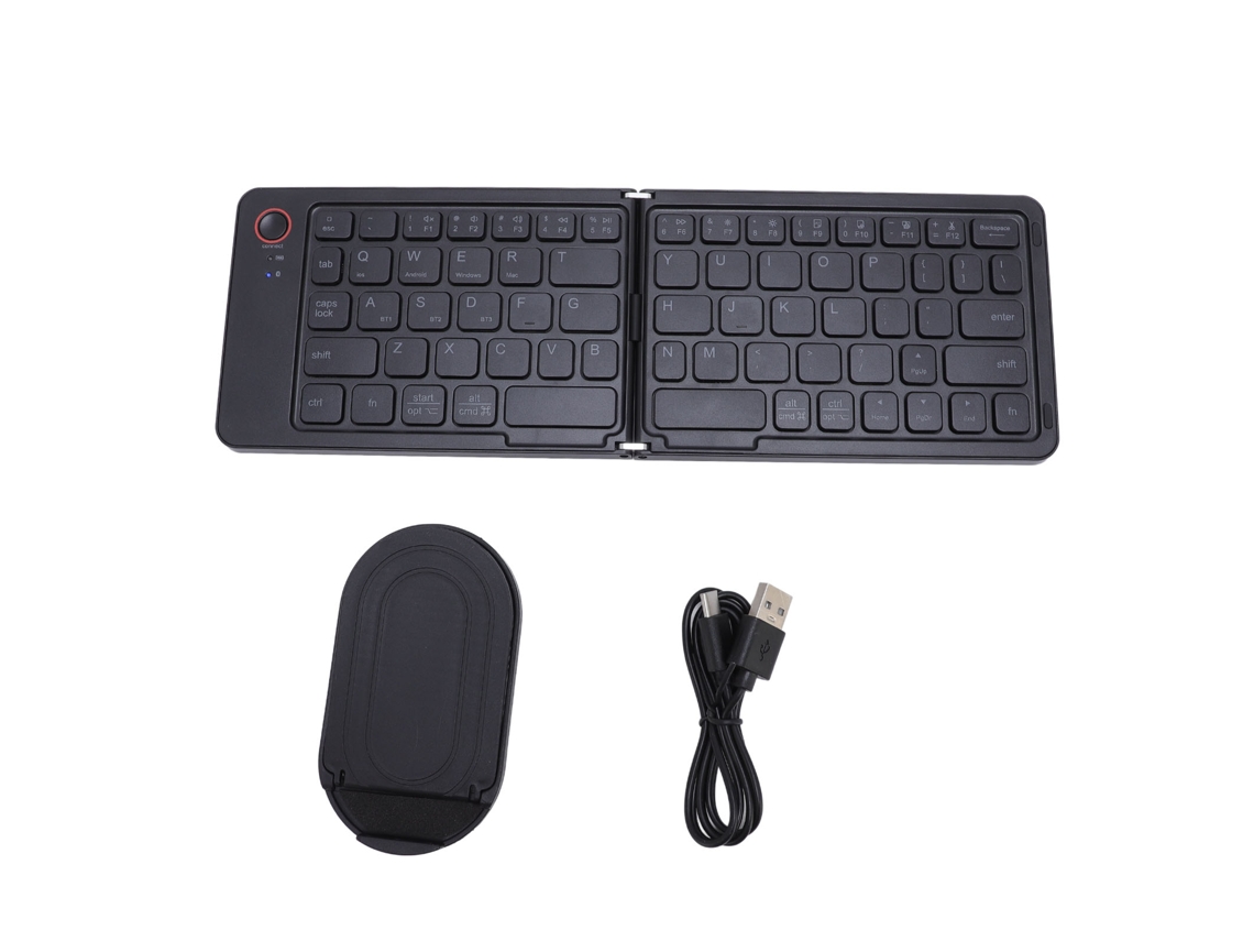 Teclado Bluetooth plegable de 67 teclas, recargable, delgado, universal, inalámbrico para teléfono, tableta y portátil (negro).