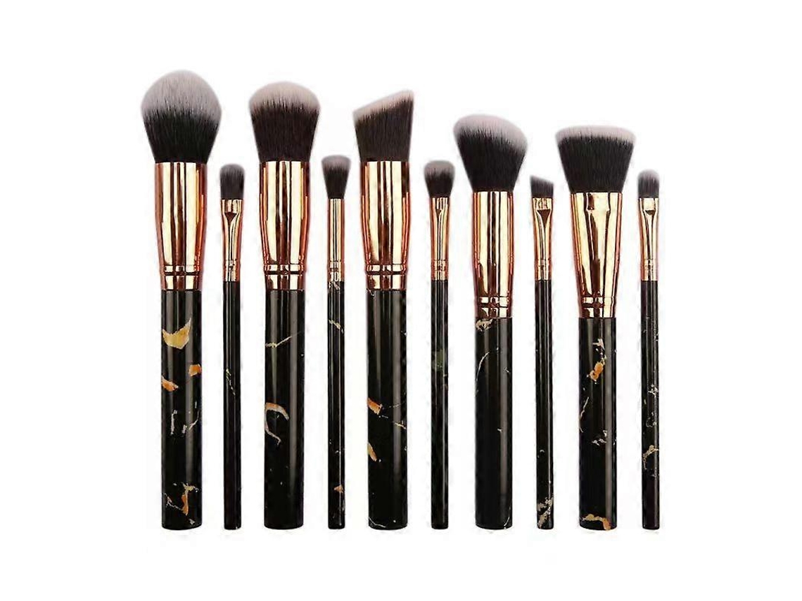 Juego de 10 brochas de maquillaje de mármol Rosewell, que incluye brochas para base, rubor, difuminado y sombras de ojos.