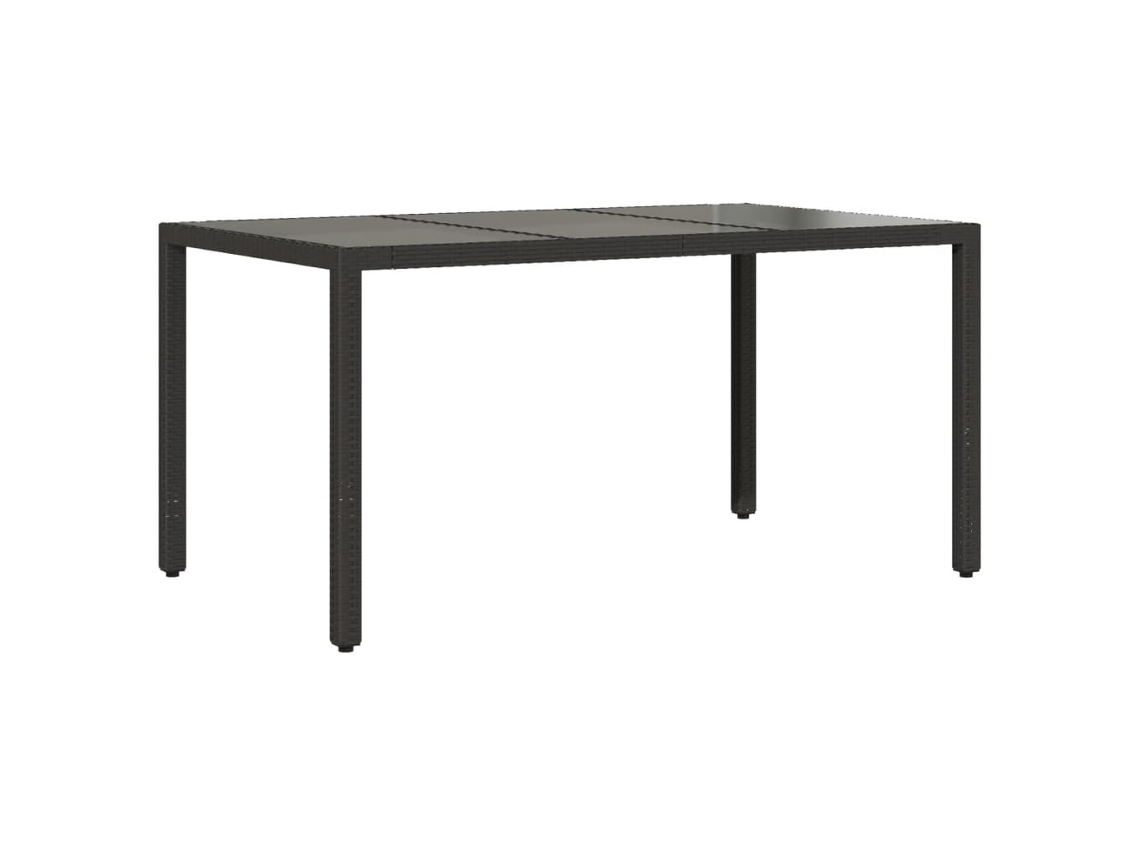 Mesa de jardín superficie de vidrio ratán PE negro VIDAXL (150x90x75 cm)