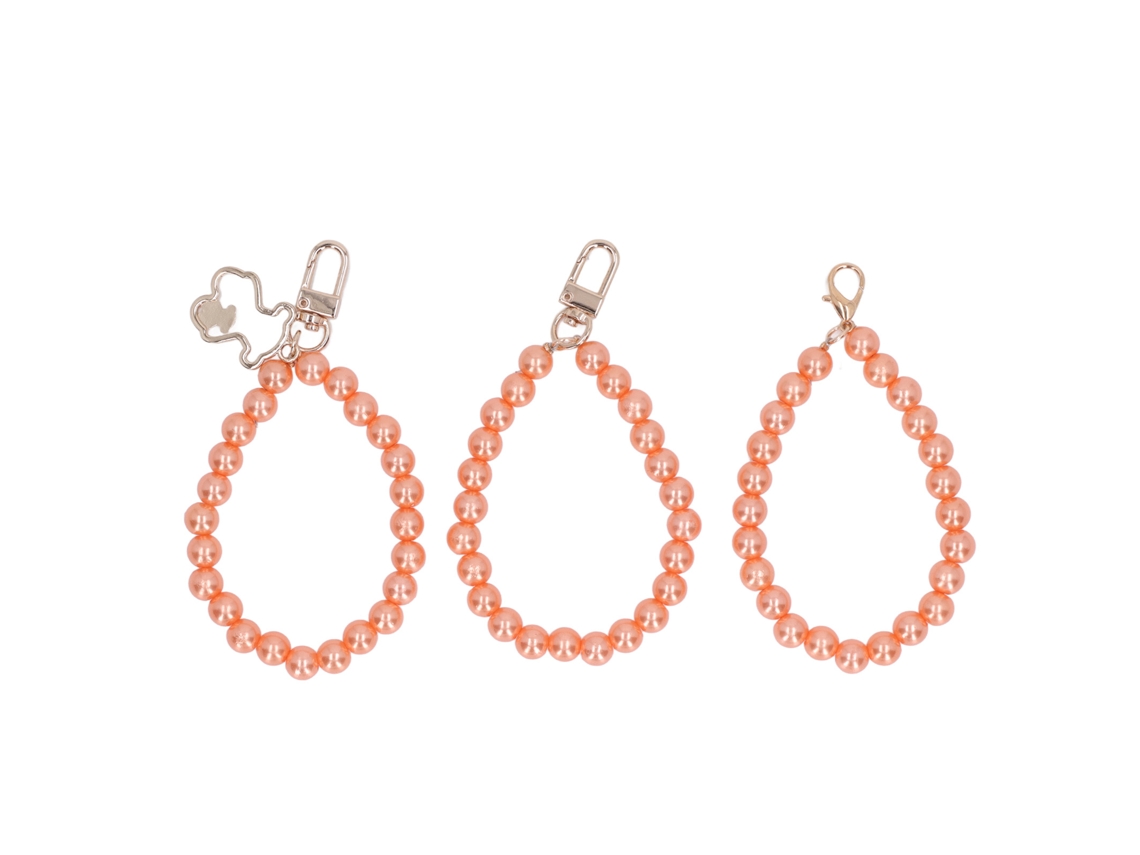 3 Llaveros De Perlas De 10 Mm, 3 Estilos, Hebilla De Pulsera De Metal Para Teléfono Móvil Y Bolso, Color Rosa.