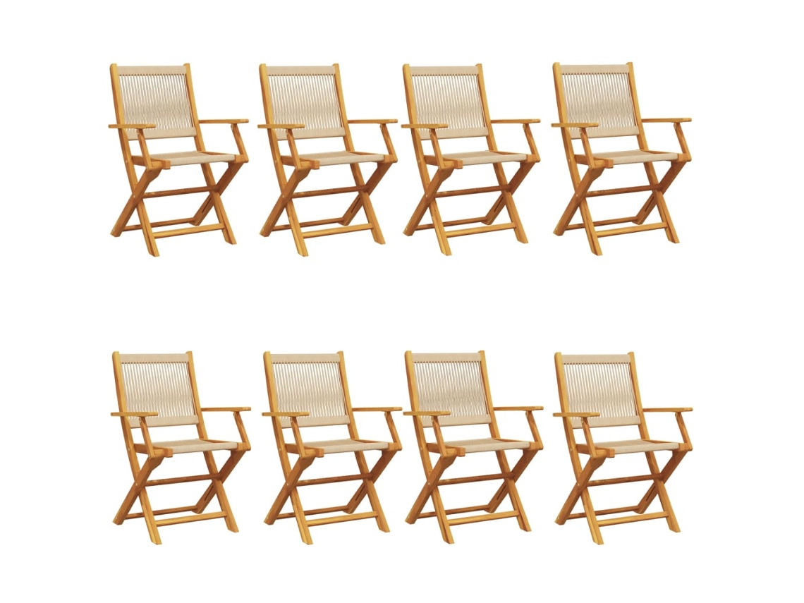Maison Exclusive - Juego de 8 sillas plegables de jardín, madera maciza de acacia, color beige.