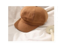 Gorra De Mujer Con Visera Alta, Gorra Plana Octogonal Cálida, Talla M (56-58 Cm), Invierno, Primavera, Otoño.