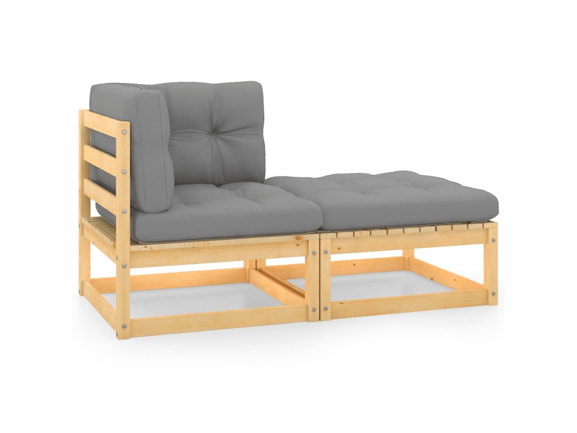 Conjunto 2 de muebles de jardín VIDAXL y cojines madera pino maciza