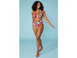 2026-top De Bikini Floral Para Mujer Sin Remate, Cuello Halter, Cierre Hebilla Y Cordón, Estilo Balcón