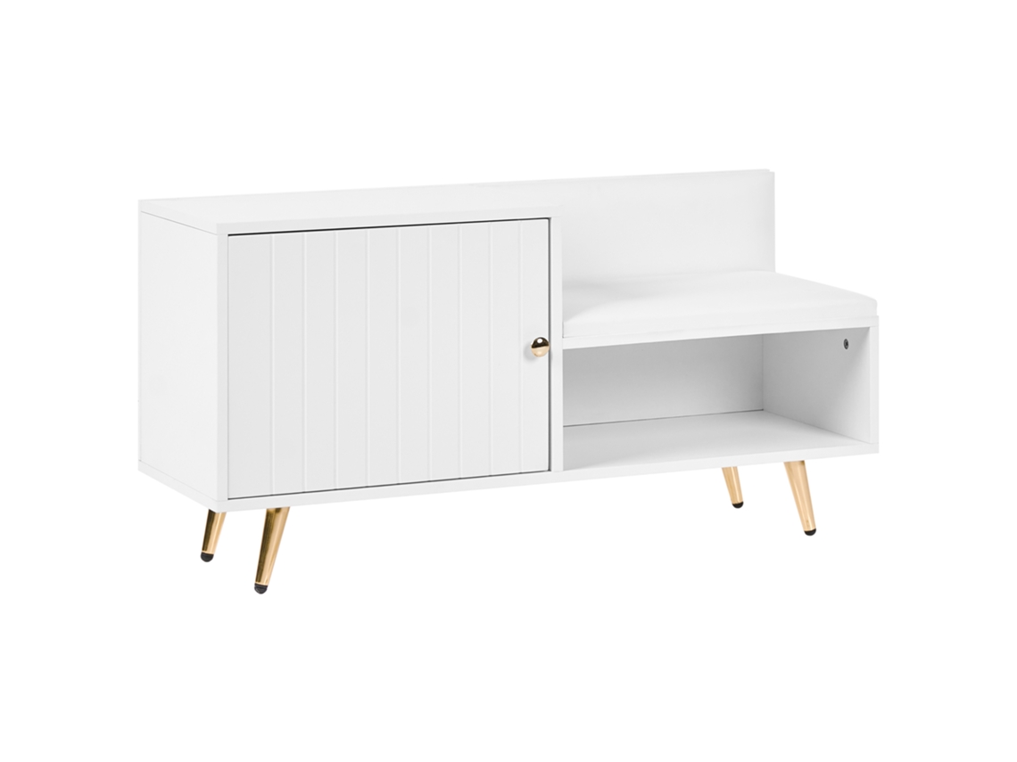 Banco De Entrada Com Sapateira Beliani Kelowna De Aglomerado De Madeira Branco 100x35x50
