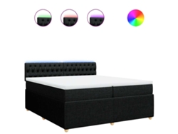 Maison Exclusive - Cama Box Spring Con Colchón Tela Negro 200x200 Cm