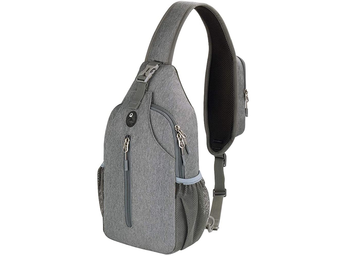 Riñonera, mochila, bolso de hombro individual, ideal para senderismo, color gris.