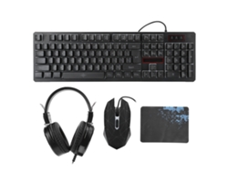 Conjunto De Teclado, Ratón Y Auriculares Para Juegos Con Iluminación Usb Para Ordenador/portátil - Negro