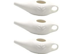 3 X 250 Ml De Irrigador Nasal De Cerámica Con Boquilla Antigoteo Para Mujeres, Color Blanco.
