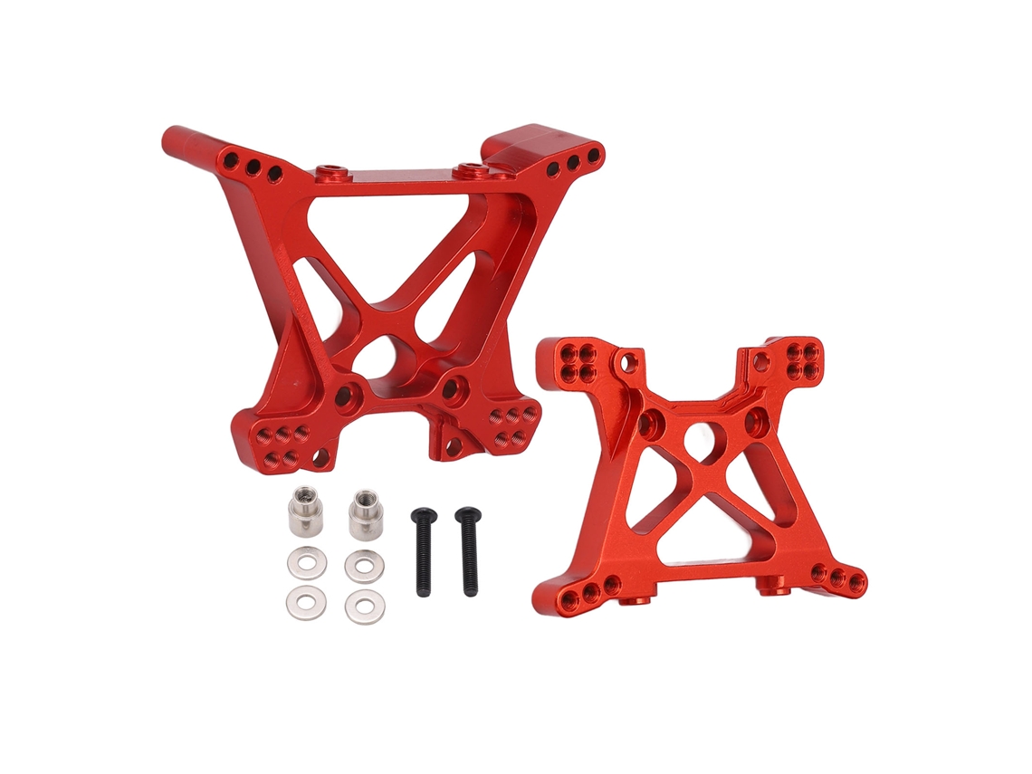 Ymsl Torre De Amortiguadores De Aluminio Alta Resistencia Delantera Y Trasera Para Coche Rc Traxxas Slash 1/10 Rojo Hxl
