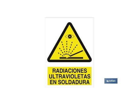 Señal poliestireno 420x297mm. radiaciones ultravioletas en soldadura