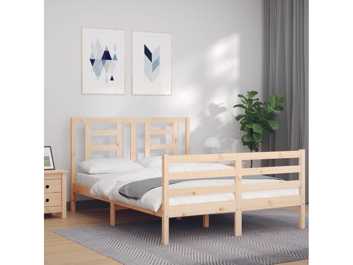 Cama De Matrimonio | Cama Para Adultos | Estructura De Cama De Matrimonio Con Cabecero Madera Maciza