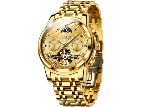 VEANXIN Reloj mecánico hueco impermeable luminoso automático para hombre(oro)