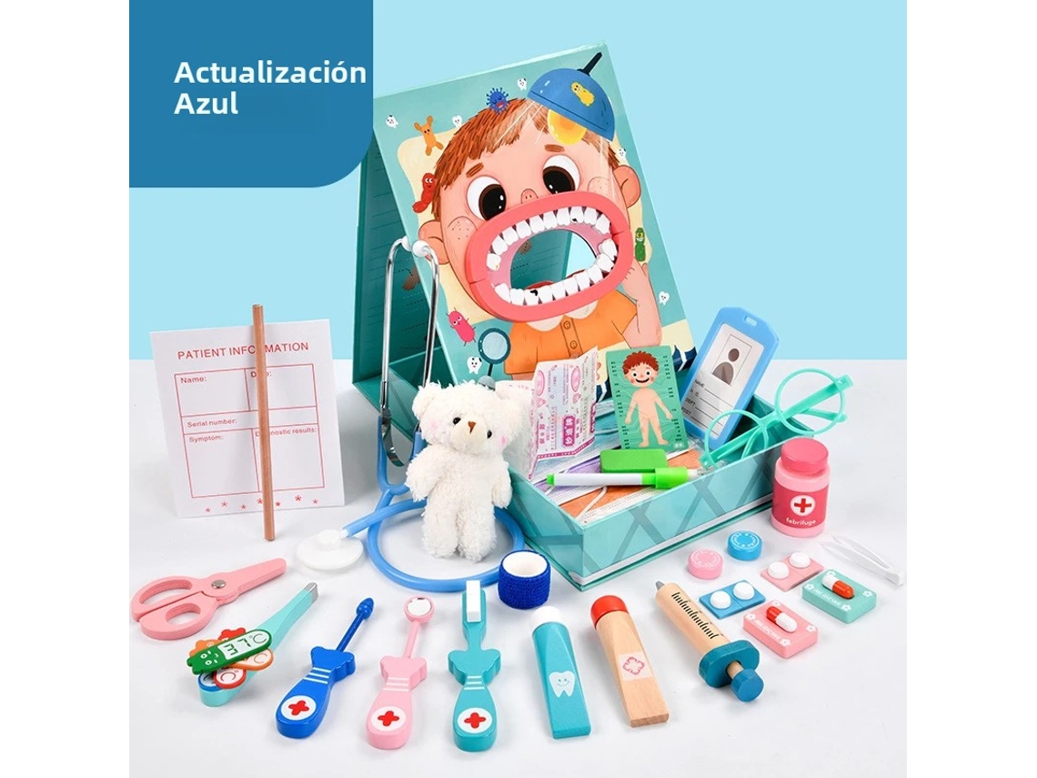 Juego de dentista, juego de rol para niños, juego de doctor (azul)
