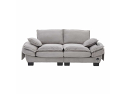 Sofá modular de 2 plazas: asiento ancho, diseño ergonómico, espuma de alta densidad, puerto USB-C y bolsillos laterales. Color gris claro.