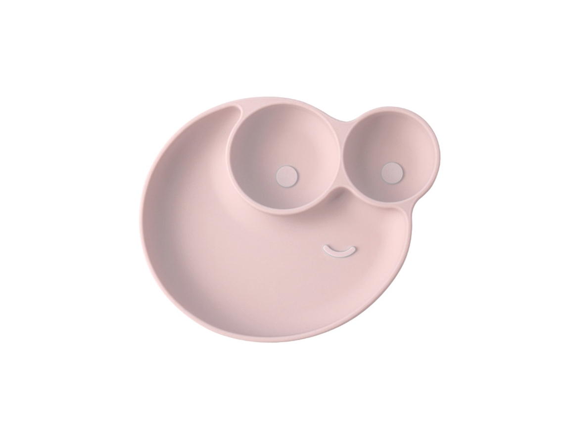 Prato De Silicone Rosa-escuro Para Bebês: Antiaderente, Com Separador, Bpa Livre, Apto Para Alimentação Complementar Autorregulada (...
