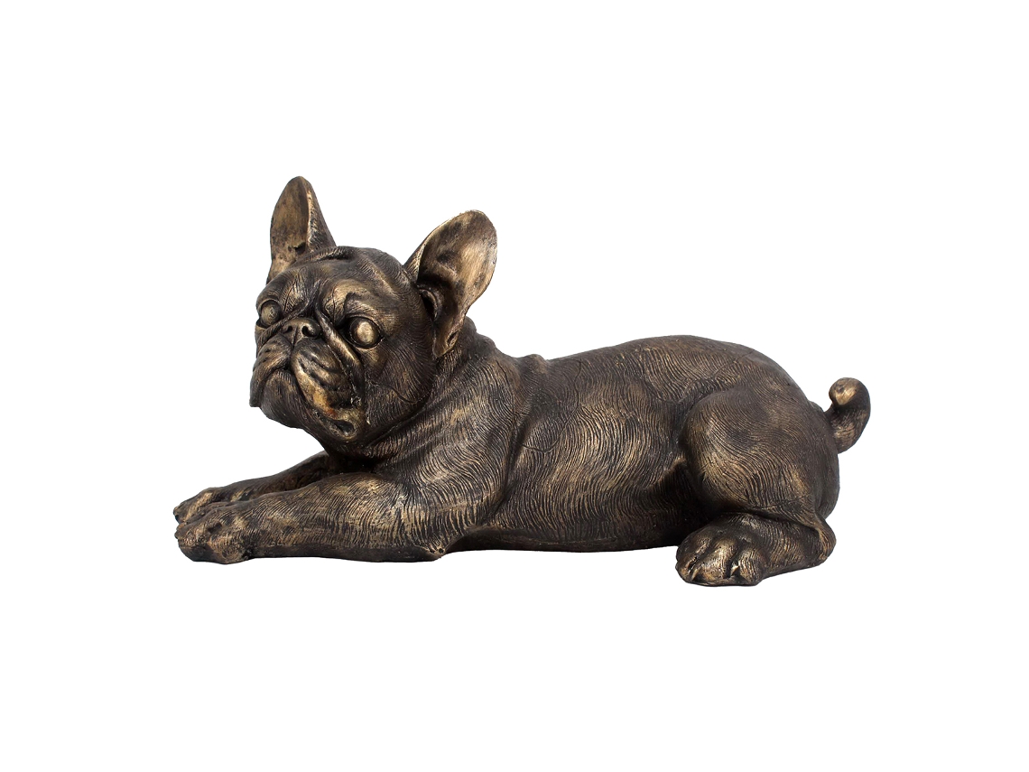 ORIGEN Home Decor Perro Bulldog Animales Figura de Perro Gris - 16x31x16cm BY SIGRIS