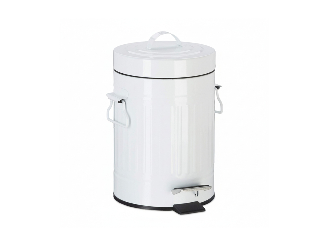 Relaxdays Cubo Basura Cocina Y Baño Con Pedal De Estilo Vintage, Metal, Blanco, 3 L