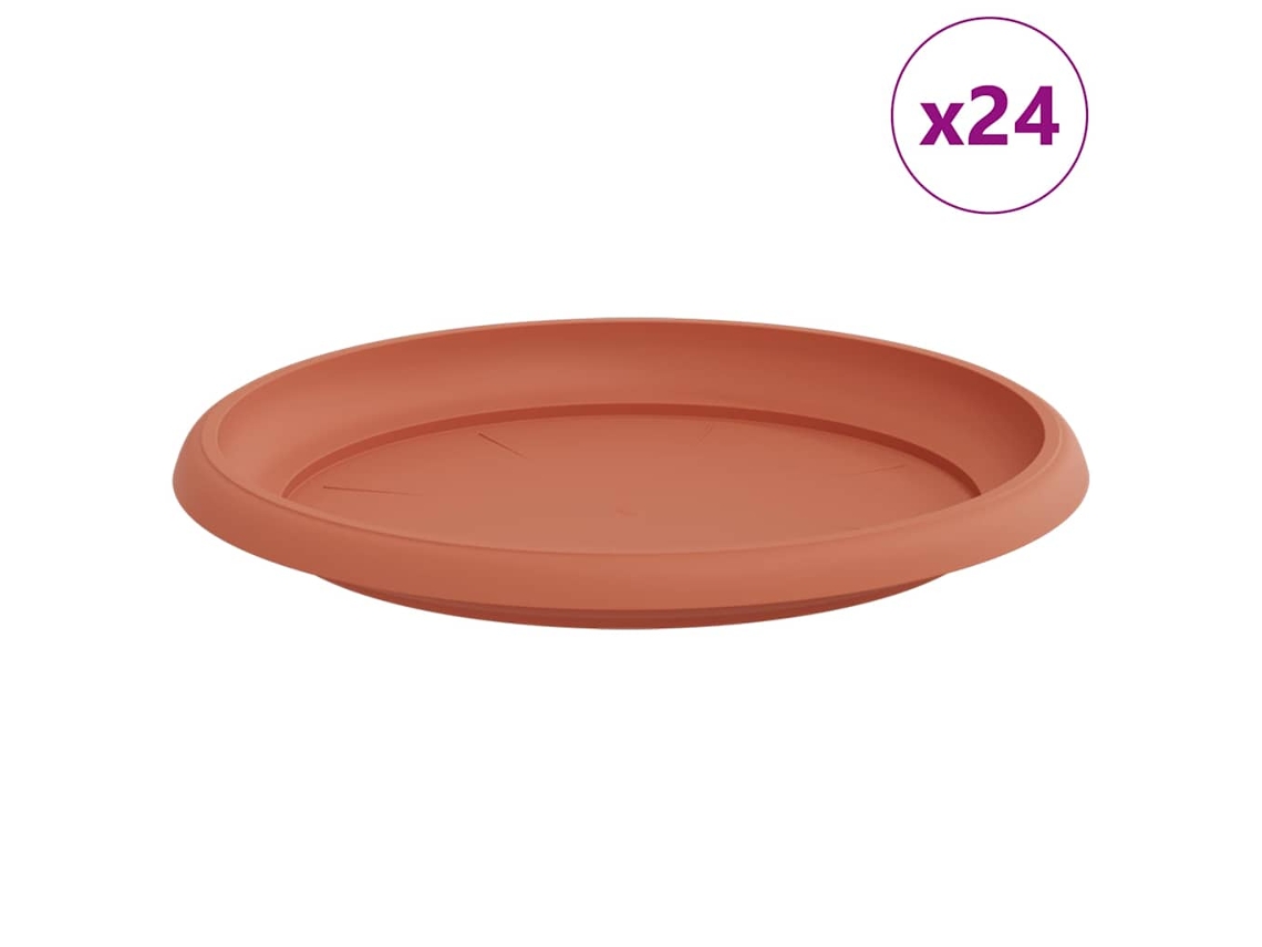 Bandeja redonda para flores, 24 piezas, color rojo ladrillo, plástico VIDAXL
