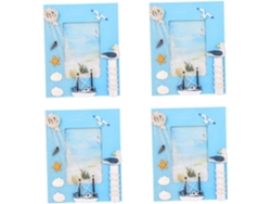 Juego De 4 Marcos De Fotos Estilo Océano - Marcos Náuticos Para Colgar En La Pared, Ideales Para Decorar Mesas Y Exhibir Objetos.