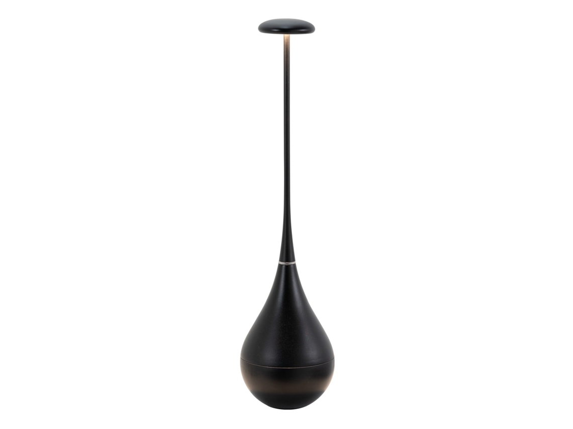 Lámpara de mesa LED recargable IP65 Zafferano Dondolina, inalámbrica, con regulador táctil - Diseño italiano, color negro.