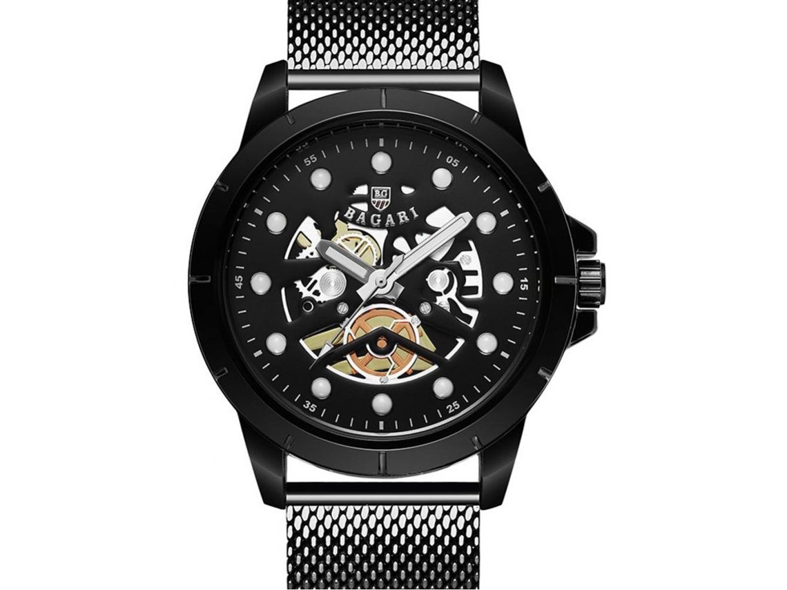 Reloj De Cuarzo Moda Pulsera De Acero Inoxidable Malla (negro)
