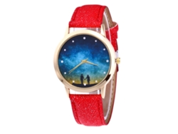 Reloj De Pulsera Rojo De Aleación Para Negocios Informales, Reloj De Cuarzo Para Parejas Con Esfera Redonda.