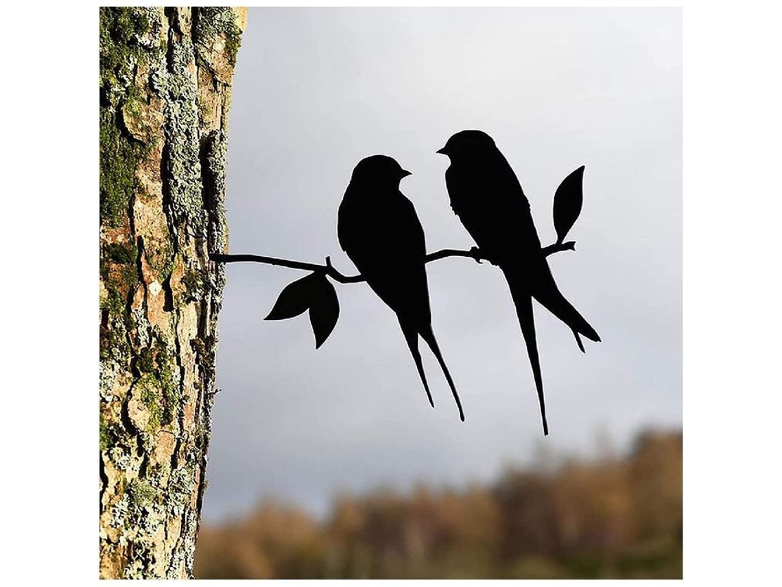 Adorno De Pájaro De Acero, Silueta De Golondrina, Adorno Para Jardín Y Pared Exterior.