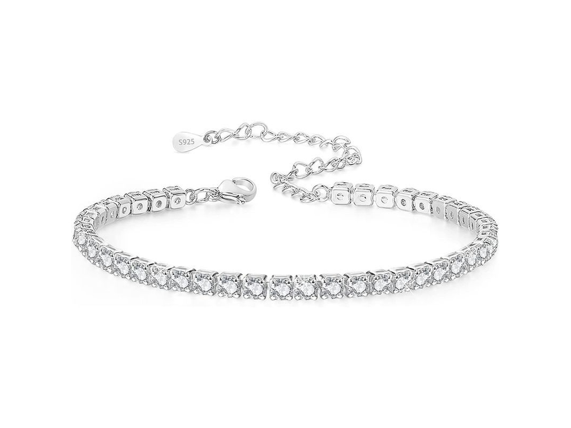 Pulsera De Tobillo De Tenis De Plata Esterlina Para Mujer Con Circonia, Estilo Bohemio, Ajustable
