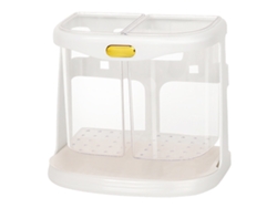 Cubo escurridor de cubiertos y palillos de pared con doble compartimento, color blanco