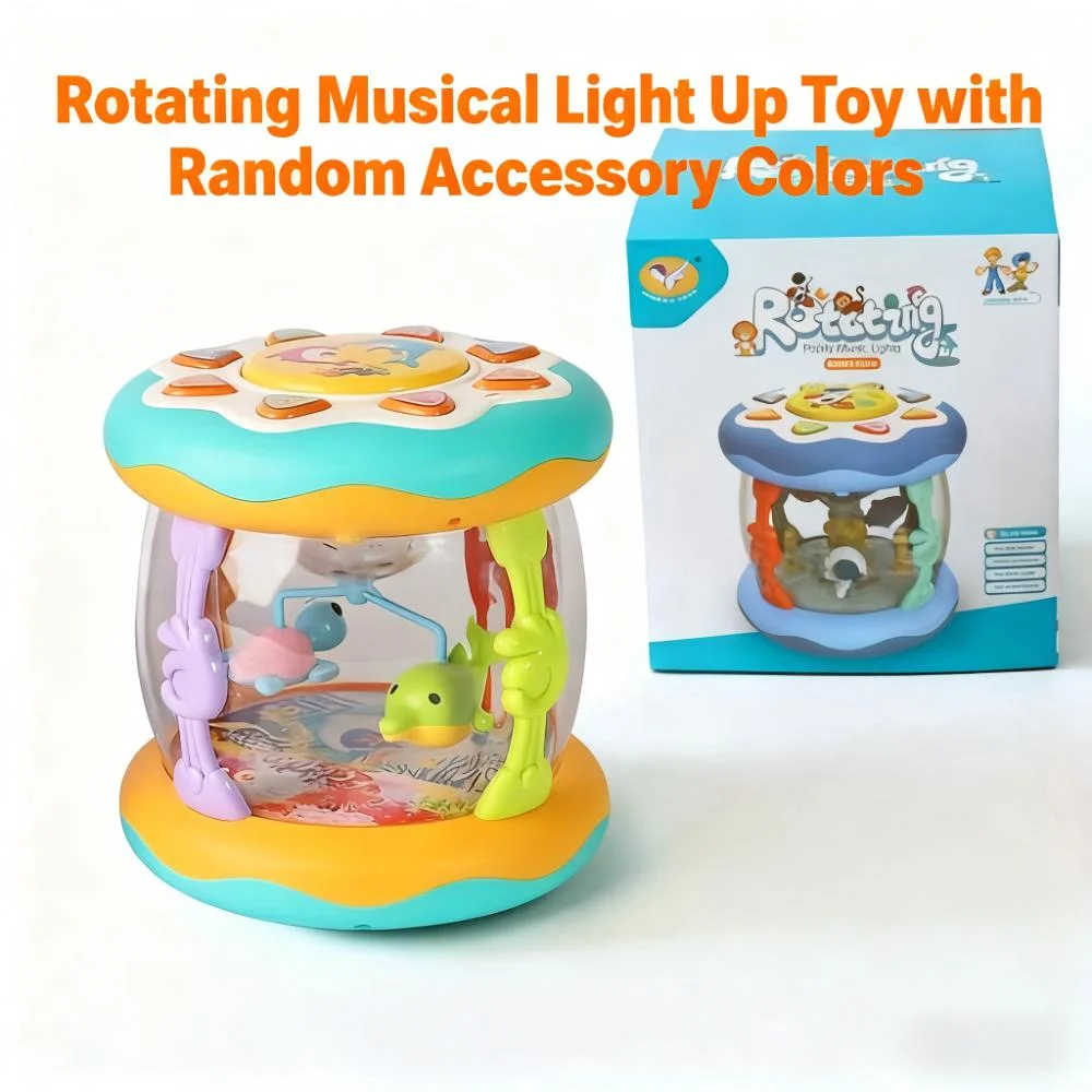 (azul) Rueda De Luz Musical Interactiva, Luz Giratoria De 360° Para Promover El Desarrollo De La Marcha Del Bebé.