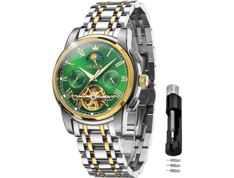 VEANXIN Reloj mecánico hueco impermeable luminoso automático para hombre(Verde)