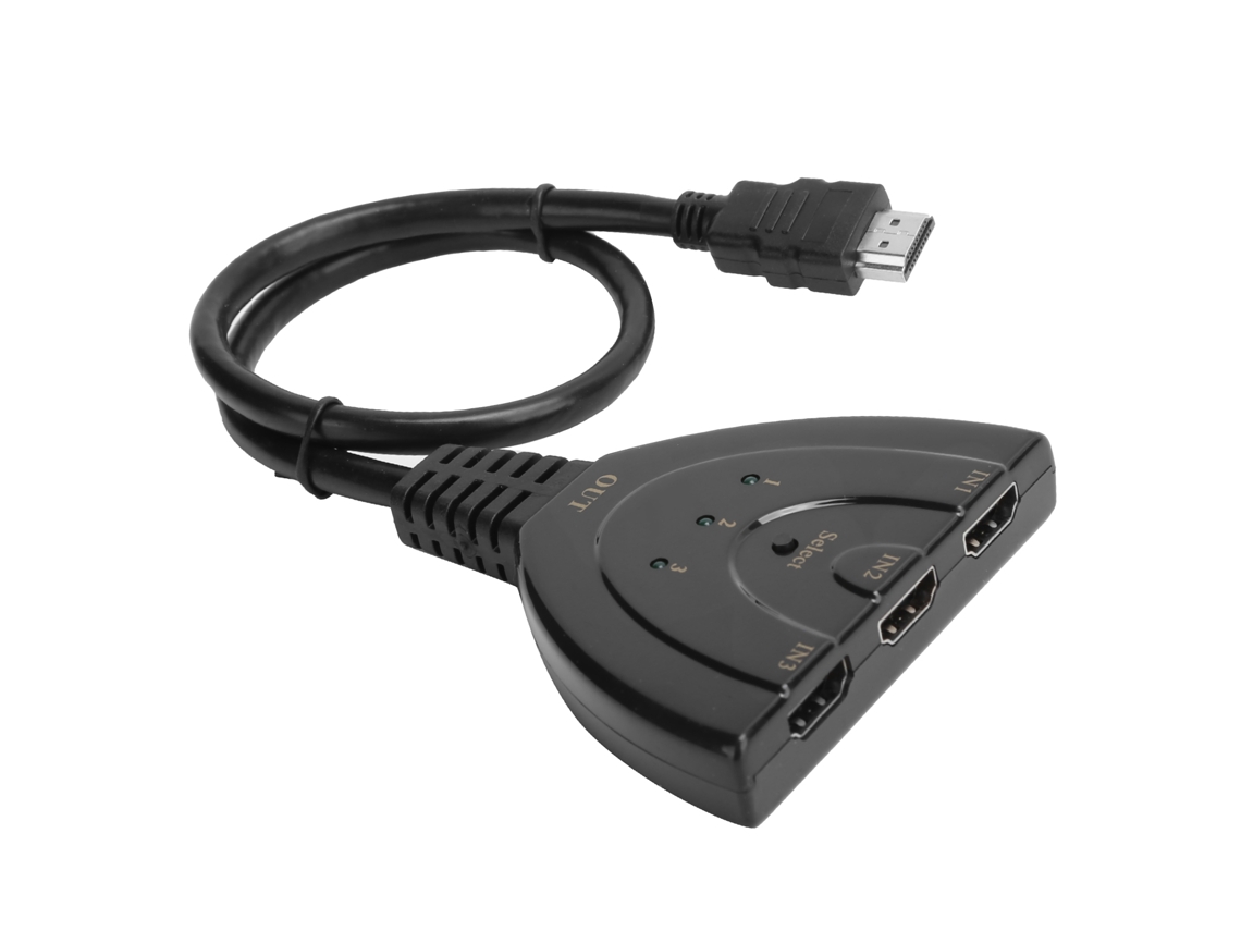 Conmutador/divisor De Interfaz Multimedia 4k Hd Con 3 Entradas Y 1 Salida (con Cable)