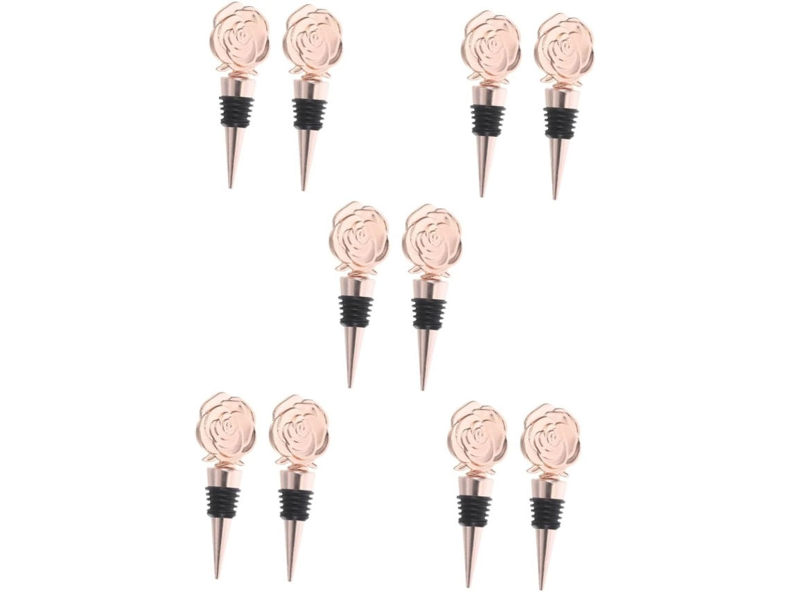 Juego De 5 Tapones Herméticos Decorativos Con Forma De Corazón Para Botellas De Vino Rosado.