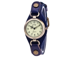 Reloj De Pulsera De Cuarzo Para Mujer Con Correa De Metal Pu, Caja Pequeña Y Esfera Azul.