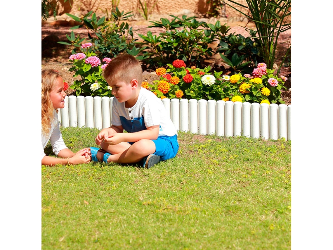 Pack De 5 Bordos Tronco Clickborder Lop Blanco Para Jardín 0,4x0,2 M / Multicolor
