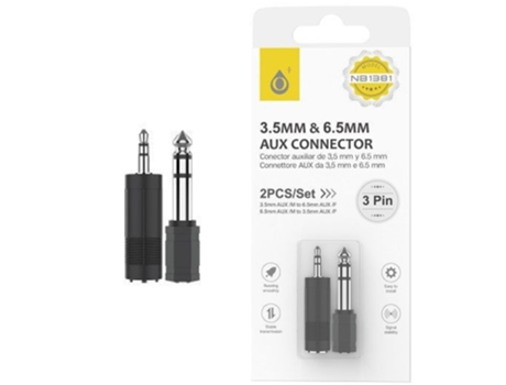 Adaptadores Jack 3.5Mm M Para Jack 6.3Mm F / Jack 6.3Mm M Para 3.5Mm F ONEPLUS Nb1381 (Negro)