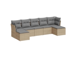 Maison Exclusive - Set De Sofás De Jardín 7 Pzas Con Cojines Ratán Pe Gris Claro