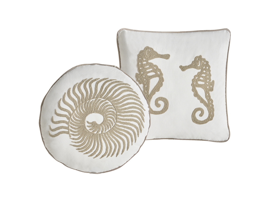 Conjunto De 2 Almofadas Decorativas Beliani Sindora De Algodão Branco 45x45x5