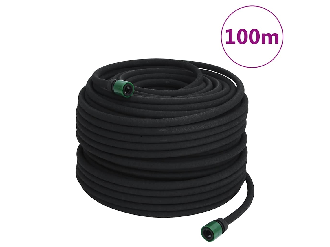 Manguera de riego por goteo para jardín, 100 m, goma negra, DKD HOME DECOR