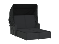 Tumbona doble con dosel y cojines, mimbre, color negro, EXCLUSIVA MAISON (sin dimensiones)